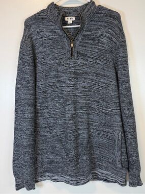ROWM Gray Black Marled Knit Quarter Zip Sweater Pullover Long Sleeve Men’s Large